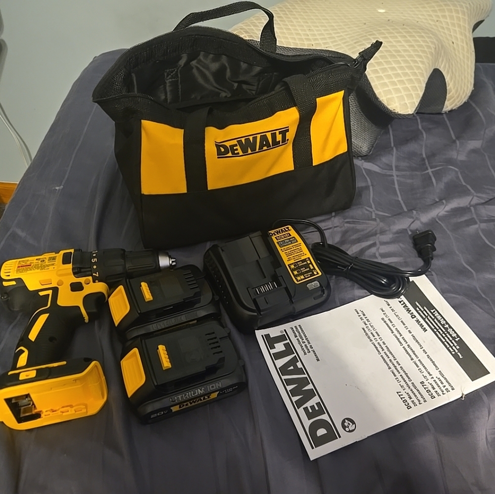 DEWALT Yellow and Black Cordless Drill Set DCD777